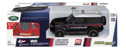 MODELLINO SCALA COMPATIBILE CON LAND ROVER DEFENDER CARABINIERI RADIOCOMANDO 1:24 RE.EL.TOYS RE2362