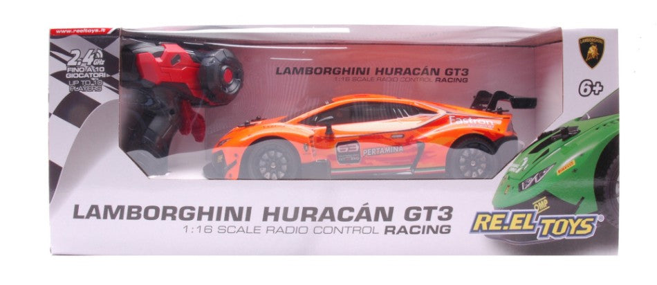 MODELLINO SCALA COMPATIBILE CON LAMBORGHINI HURACAN GT3 ORANGE RADIOCOMANDO 1:18 RE.EL.TOYS RE2236OR