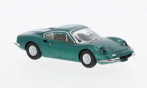 MODELLINO SCALA COMPATIBILE CON FERRARI DINO 246 GT 1969 MET.GREEN 1:87 PREMIUM CLASSIXXS PCX870635