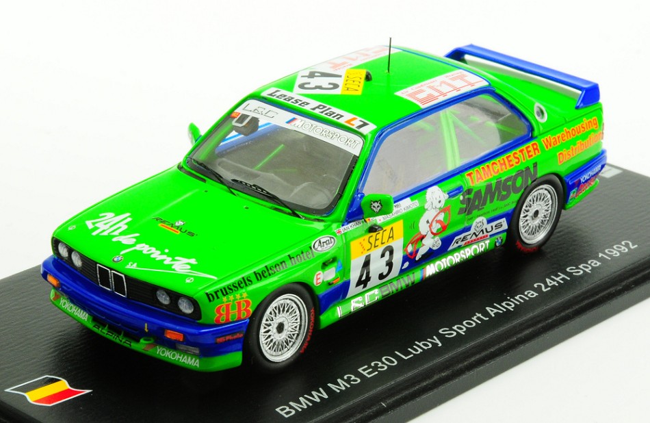 MODELLINO IN SCALA Spark Model COMPATIBILE CON BMW M3 E30 N.43 24 H SPA 1992 I.KHAN-D.VAN DE POELE-M.KIMOTO 1:43 MODEL SCALE 100SPA12 241217