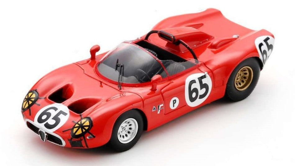 MODELLINO SCALA COMPATIBILE CON ALFA ROMEO 33 N.65 12 H SEBRING 1967 A.DE ADAMICH-T.ZECCOLI 1:43 SPARK MODEL US314