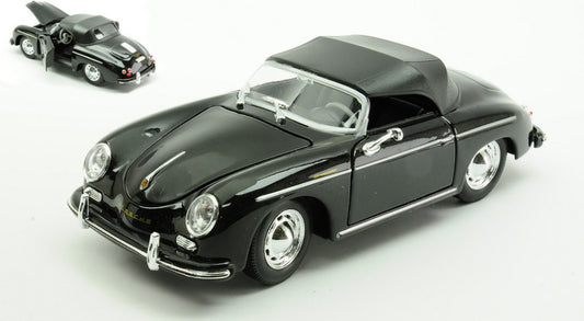 MODELLINO SCALA COMPATIBILE CON PORSCHE 356 A SPEEDSTER CLOSED BLACK 1:24 WELLY WE24106HBL