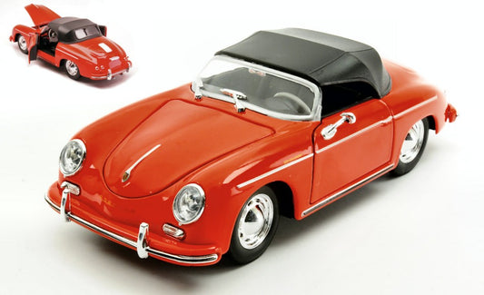 MODELLINO SCALA COMPATIBILE CON PORSCHE 356 A SPEEDSTER CLOSED RED 1:24 WELLY WE24106HR