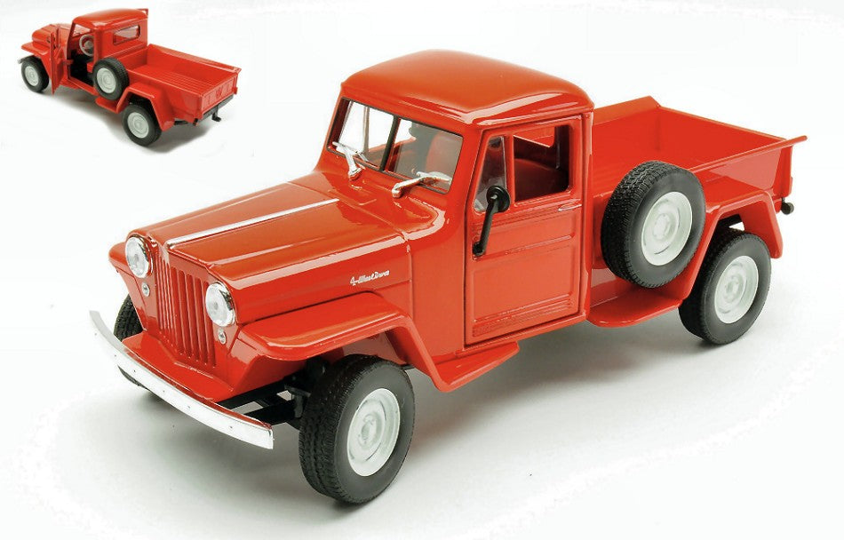 MODELLINO SCALA COMPATIBILE CON JEEP WILLYS RED 1:24 WELLY WE24116WR DIE CAST