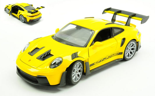 MODELLINO SCALA COMPATIBILE CON PORSCHE 911 (992) GT3 RS YELLOW 1:24 WELLY WE24122WY