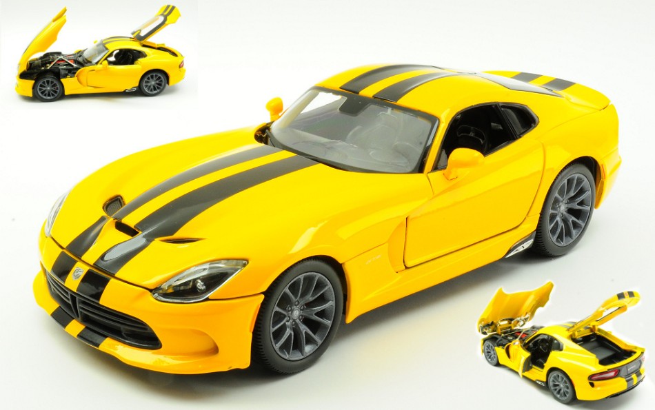 MODELLINO SCALA COMPATIBILE CON DODGE VIPER GST 2013 YELLOW W/BLACK STRIPES 1:18 MAISTO MI31128Y