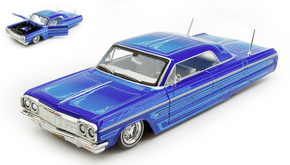 MODELLINO SCALA COMPATIBILE CON CHEVROLET IMPALA SS 1964 BLUE 1:24 MAISTO MI32547