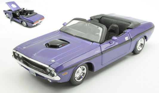 MODELLINO SCALA COMPATIBILE CON DODGE CHALLENGER R/T CONVERTIBLE 1970 METALLIC PURPLE 1:24 MAISTO MI31264 241220