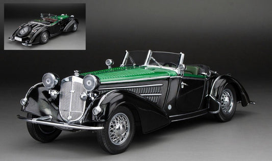 MODELLINO SCALA COMPATIBILE CON HORCH 855 SPECIAL ROADSTER 1939 BLACK/DARK GREEN 1:18 SUNSTAR SS2409