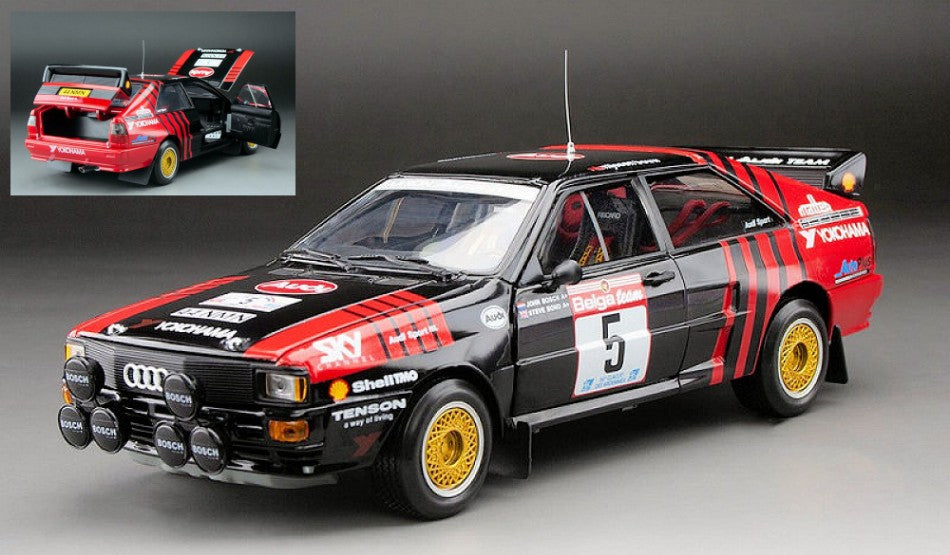 MODELLINO SCALA COMPATIBILE CON AUDI QUATTRO A2 N.5 CIRCUIT DES ARDENNES 1986 J.BOSCH-S.BOND 1:18 SUNSTAR SS4257