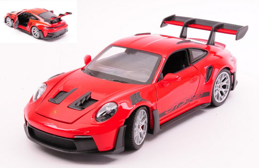 MODELLINO SCALA COMPATIBILE CON PORSCHE 911 GT3 RS 992 2023 RED 1:24 WELLY WE24122R