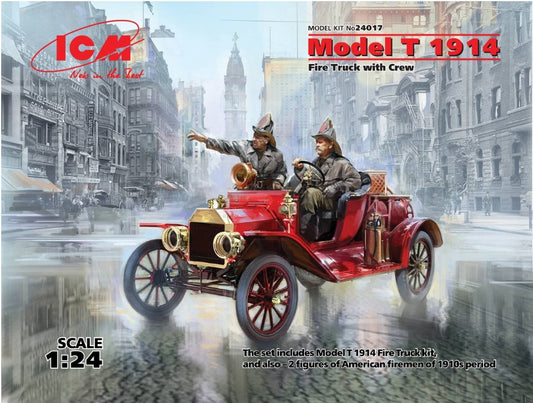 KIT DA MONTARE SCALA COMPATIBILE CON MODEL T 1914 FIRE TRUCK WITH CREW KIT 1:24 ICM ICM24017