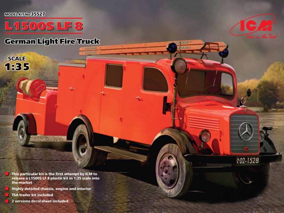 KIT DA MONTARE SCALA COMPATIBILE CON L1500S LF 8 GERMAN LIGHT FIRE TRUCK KIT 1:35 ICM ICM35527