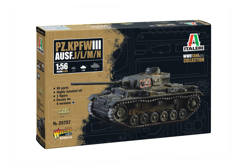 KIT DA MONTARE SCALA COMPATIBILE CON Pz.Kpfw. III Ausf.J/L/M/N KIT 1:56 ITALERI IT25757