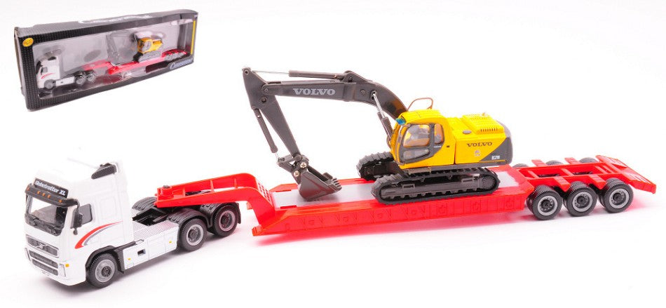 MODELLINO SCALA COMPATIBILE CON VOLVO FH12 WITH EXCAVATOR EC210 1:87 CARARAMA CA185002