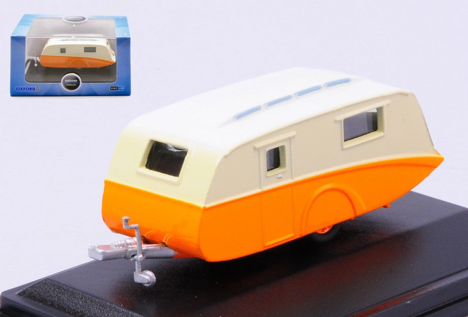 MODELLINO SCALA COMPATIBILE CON CARAVAN ORANGE/CREAM 1:76 OXFORD OXF76CV001