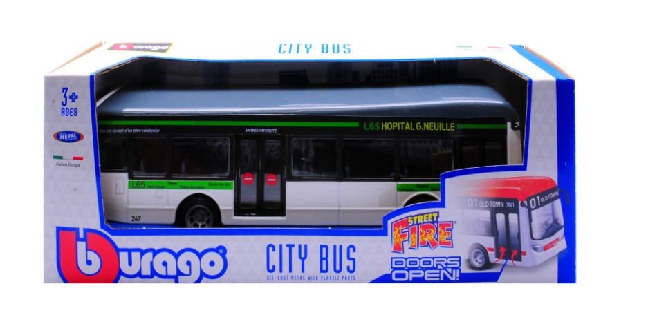 MODELLINO SCALA COMPATIBILE CON CITY BUS L65 HOSPITAL G.NEUVILLE cm 19 BURAGO BU32102GW