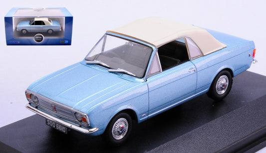 MODELLINO SCALA COMPATIBILE CON FORD CORTINA MKII CRAYFORD CONVERTIBLE METALLIC LIGHT BLUE/WHITE 1:43 OXFORD OXF43CCC001A