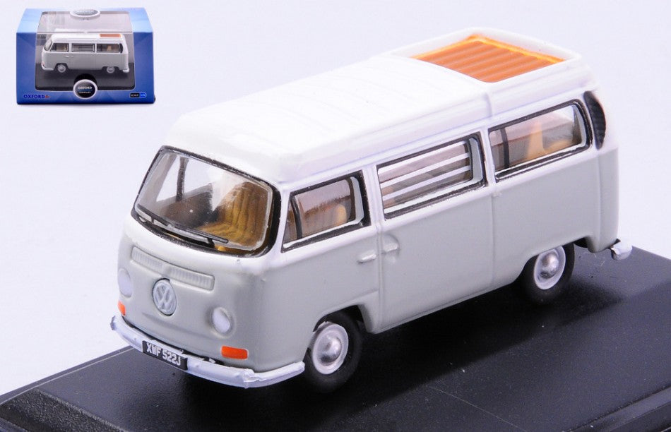 MODELLINO SCALA COMPATIBILE CON VW BAY WINDOW CAMPER SILVER/GREY 1:76 OXFORD OXF76VW032