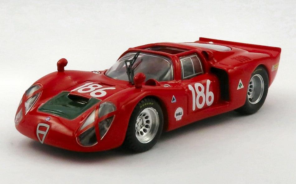 MODELLINO SCALA COMPATIBILE CON ALFA ROMEO 33.2 N.186 TARGA FLORIO 1968 I.GIUNTI-N.GALLI 1:43 BEST MODEL BT9422-2