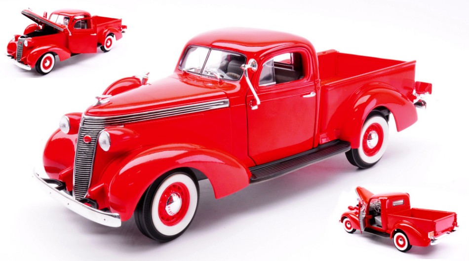 MODELLINO SCALA COMPATIBILE CON STUDEBAKER COUPE' EXPRESS PICK UP 1937 RED 1:18 LUCKY DIE CAST LDC92458R