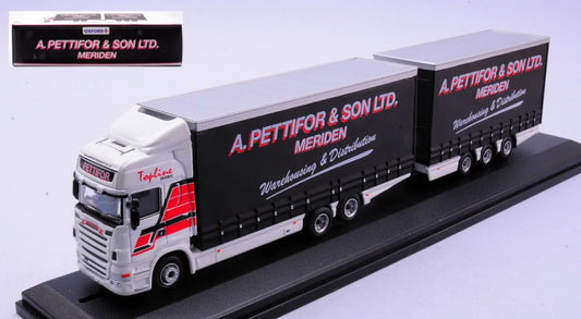 MODELLINO SCALA COMPATIBILE CON AUTOARTICOLATO SCANIA TOPLINE DRAWBAR A.PETTIFOR & SON LTD 1:76 OXFORD OXF76DBU002