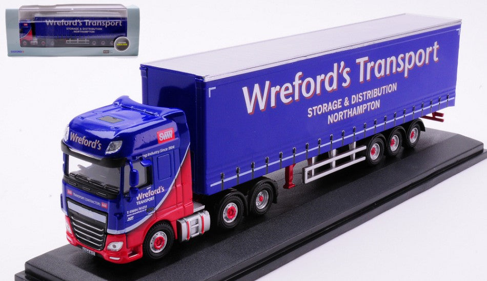 MODELLINO SCALA COMPATIBILE CON BILICO DAF XF EURO 6 CURTANSIDE WREFORDS 1:76 OXFORD OXF76DXF002