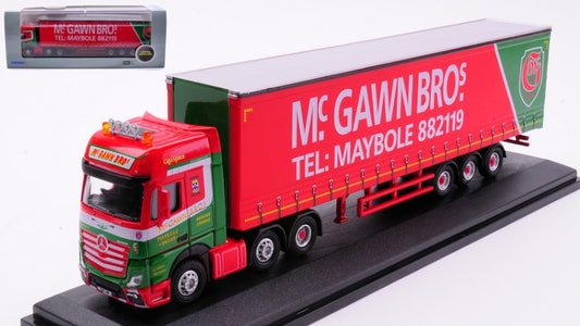 MODELLINO SCALA COMPATIBILE CON BILICO MERCEDES ACTROS GSC CURTAINSIDE Mc GAWN BRO.S 1:76 OXFORD OXF76MB007