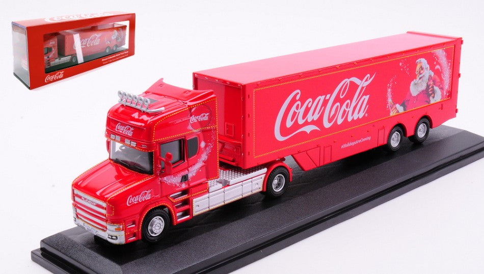 MODELLINO SCALA COMPATIBILE CON BILICO SCANIA T CAB BOX TRAILER COCA COLA 1:76 OXFORD OXF76TCAB004CC