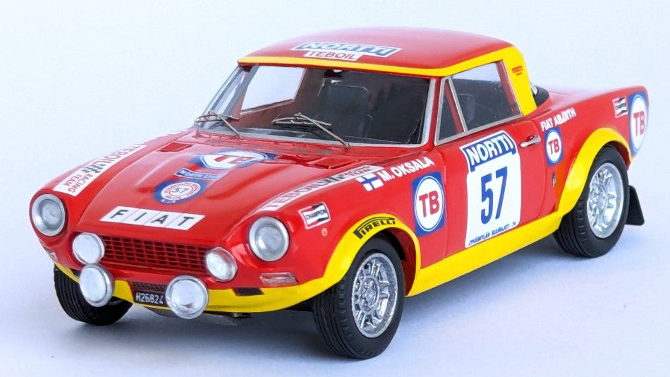 MODELLINO SCALA COMPATIBILE CON FIAT 124 ABARTH RALLY 1000 LAKES RALLY 1974 OKSALA-AHO 1:43 TROFEU TFDSN213