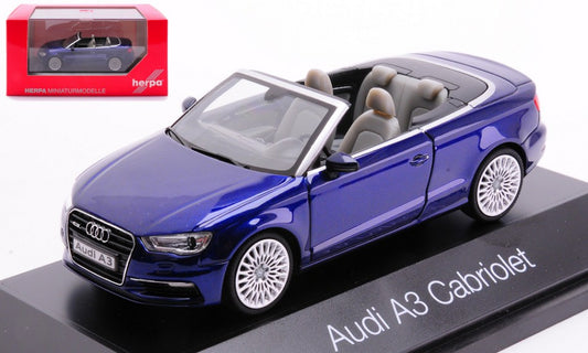 MODELLINO SCALA COMPATIBILE CON AUDI A3 CABRIO 2013 BLUE 1:43 HERPA HP7081