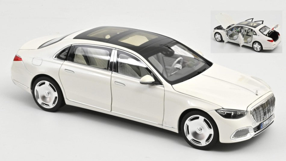 MODELLINO SCALA COMPATIBILE CON MERCEDES MAYBACH S 680 4MATIC 2021 MET.DIAMOND WHITE 1:18 NOREV NV183918