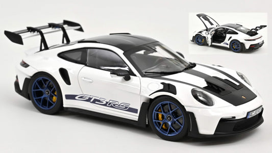 MODELLINO SCALA COMPATIBILE CON PORSCHE 911 GT3 RS W/WEISSACH PACK 2022 WHITE/INDIGOBLUE 1:18 NOREV NV187353