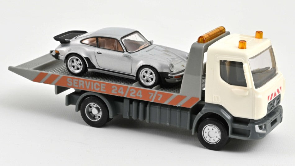 MODELLINO SCALA COMPATIBILE CON BREAKDOWN TRUCK PLASTIGAM AND PORSCHE 911 JET CAR 1:43 NOREV NV431130