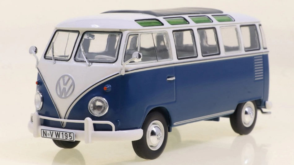 MODELLINO SCALA COMPATIBILE CON VW SAMBA BUS BLUE/WHITE 1:32 SCHUCO SH450787400