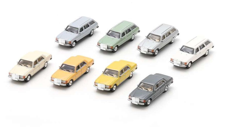 MODELLINO SCALA COMPATIBILE CON SET MERCEDES W 123 4 SEDAN+4 STATION W. DIE CAST 1:87 SCHUCO SH452675500