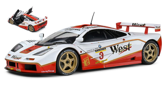 MODELLINO SCALA COMPATIBILE CON McLAREN F1 GTR N.8 BPR GT ENDURANCE 1995 J.NIELSEN-T.BSCHER  1:18 SOLIDO SL1804107