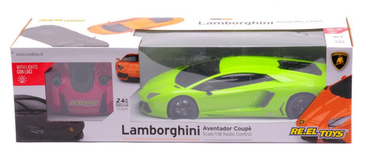 MODELLINO SCALA COMPATIBILE CON LAMBORGHINI AVENTADOR SC LIGHT GREEN RADIOCOMANDO 1:18 RE.EL.TOYS RE2076GR