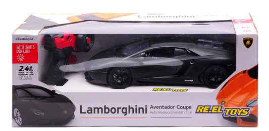 MODELLINO SCALA COMPATIBILE CON LAMBORGHINI AVENTADOR SC BLACK RADIOCOMANDO 1:14 RE.EL.TOYS RE2079BK