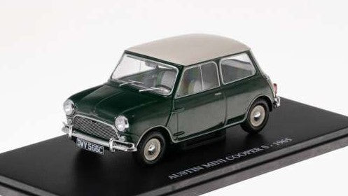 MODELLINO SCALA COMPATIBILE CON AUSTIN MINI COOPER S 1965 GREEN W/WHITE ROOF 1:24 EDITORIA MAG24MINICOOPERSG