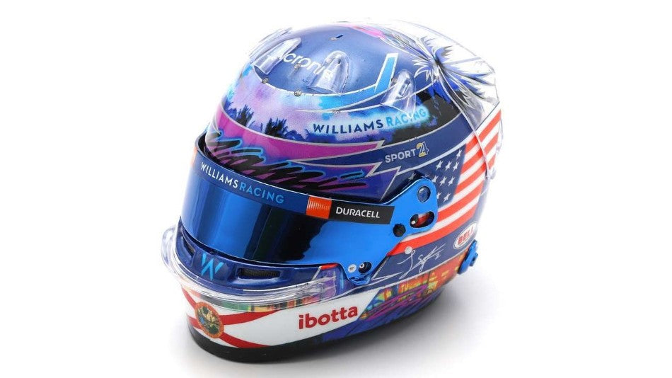 MODELLINO SCALA COMPATIBILE CON CASCO WILLIAMS LOGAN SARGEANT MIAMI GP 2023 1:5 SPARK MODEL 5HF115