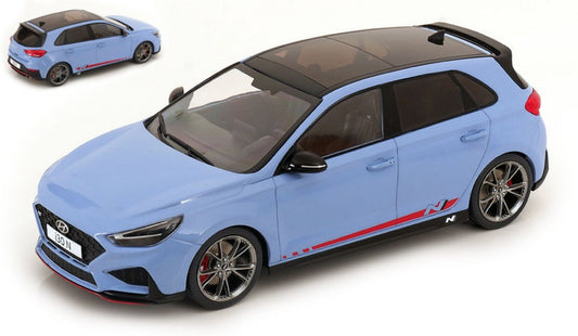 MODELLINO SCALA COMPATIBILE CON HYUNDAI i30 N LIGHT BLUE 1:18 MODELCARGROUP MCG18503