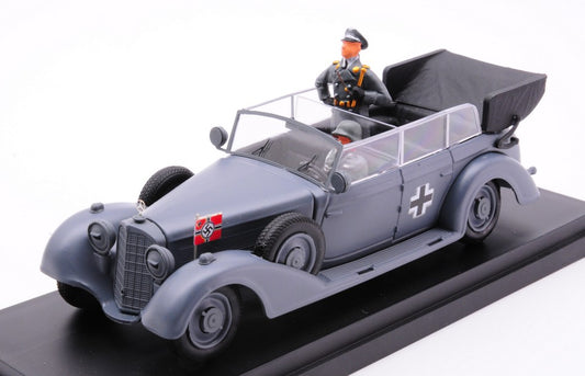 MODELLINO SCALA COMPATIBILE CON MERCEDES 770 K WERMACHT 1941 CON UFFICIALE E SOLDATO 1:43 RIO RI4735