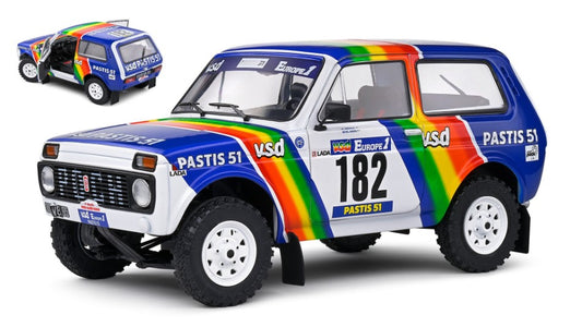 MODELLINO SCALA COMPATIBILE CON LADA NIVA N.182 RALLY PARIS-DAKAR 1984 J.P JABOUILLE-M.SARDOU 1:18 SOLIDO SL1807305