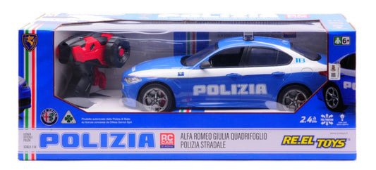 MODELLINO IN SCALA RE.EL.Toys COMPATIBILE CON ALFA ROMEO GIULIA POLIZIA RADIOCOMANDO 1:14 MODEL SCALE RE2211 241220