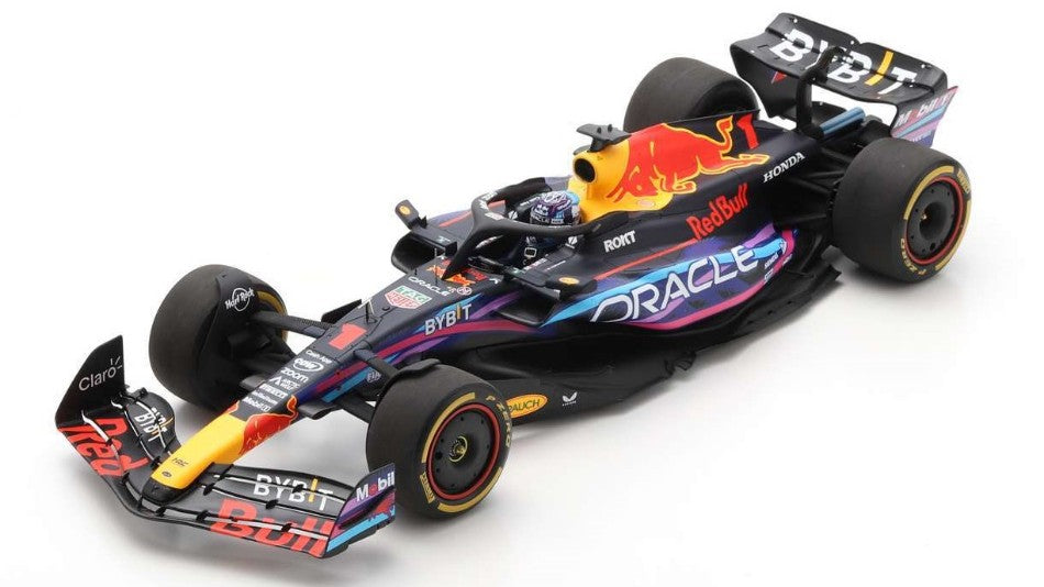 MODELLINO SCALA COMPATIBILE CON RED BULL RB19 N.1 WINNER MIAMI GP 2023 MAX VERSTAPPEN 1:18 SPARK MODEL 18S895