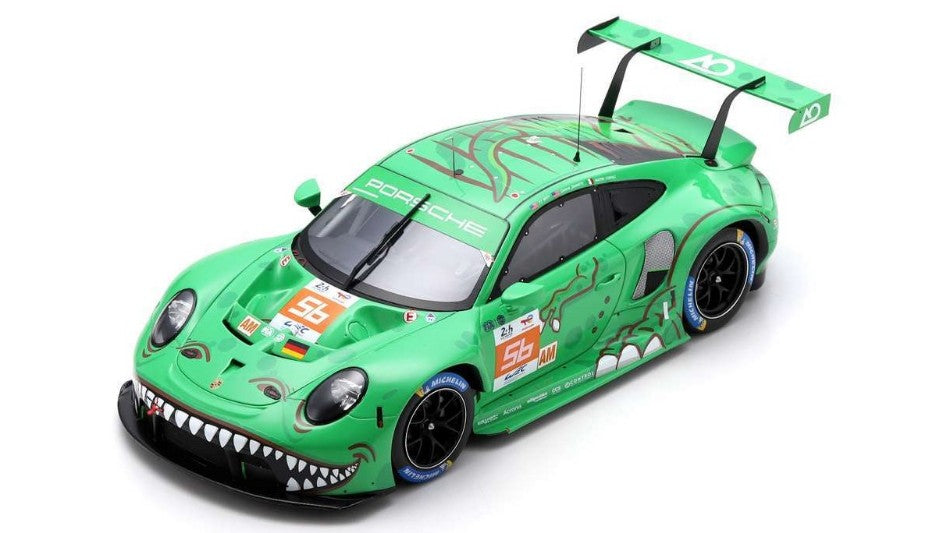 MODELLINO SCALA COMPATIBILE CON PORSCHE 911 RSR N.56 24 H LE MANS 2023 HYETT-JEANNETTE-CAIROLI 1:18 SPARK MODEL 18S929