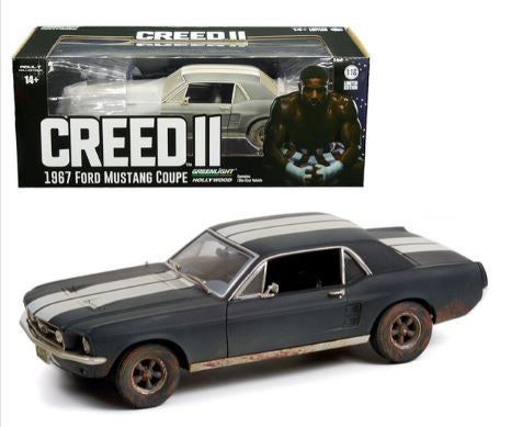 MODELLINO SCALA COMPATIBILE CON FORD MUSTANG COUPE' "CREED ii 2018 ADONIS CREED'S" MATT BLACK 1:18 GREENLIGHT GREEN13626