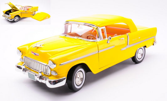 MODELLINO SCALA COMPATIBILE CON CHEVROLET BEL AIR CONVERTIBLE 1955 YELLOW 1:18 MOTORMAX MTM73184Y