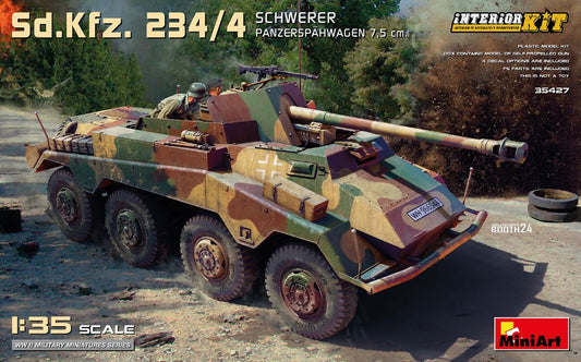 KIT DA MONTARE SCALA COMPATIBILE CON SD.KFZ.234/4 SCHWERER PANZERSPAHWAGEN 7,5 cm KIT 1:35 MINIART MIN35427